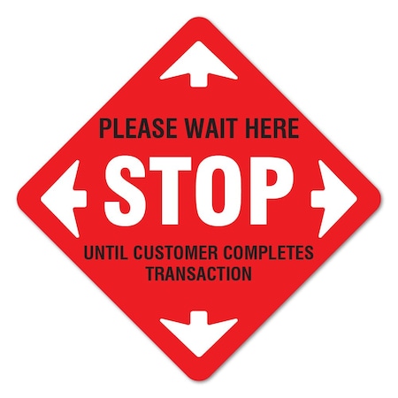 Signmission Stop Please Wait Here Non-Slip Floor Graphic, 16in Vinyl Decal, 6PK, 16 in H, FD-X-16-6PK-9992 FD-X-16-6PK-9992